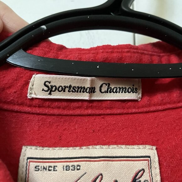 Woolrich Sportsman Chamois Mens L Red Button Up Shirt Outdoor Cotton Flannel - Picture 4 of 7